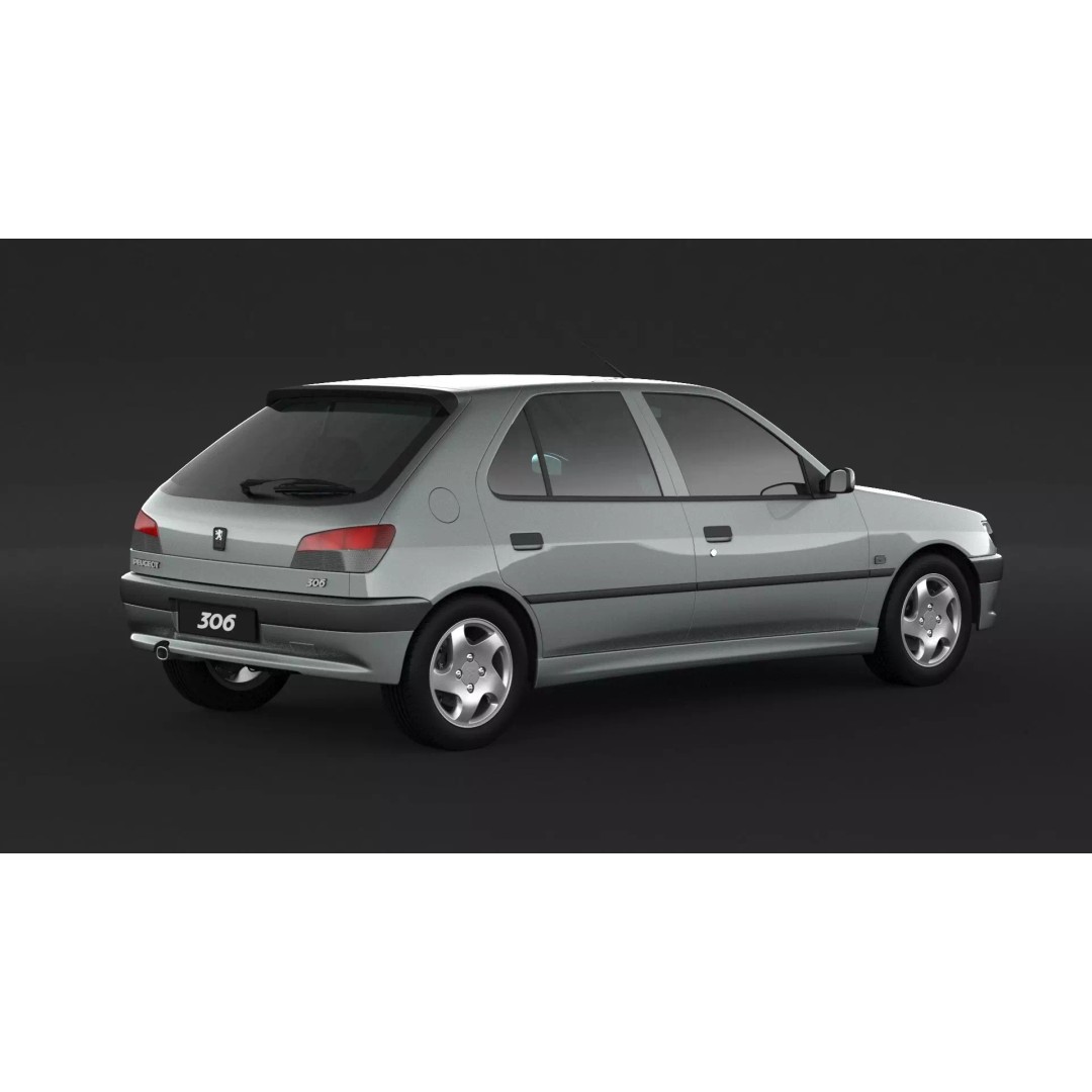 Peugeot 306 Mk2 Hatchback 3D Model – High Poly Game Asset, FBX, OBJ - View 3