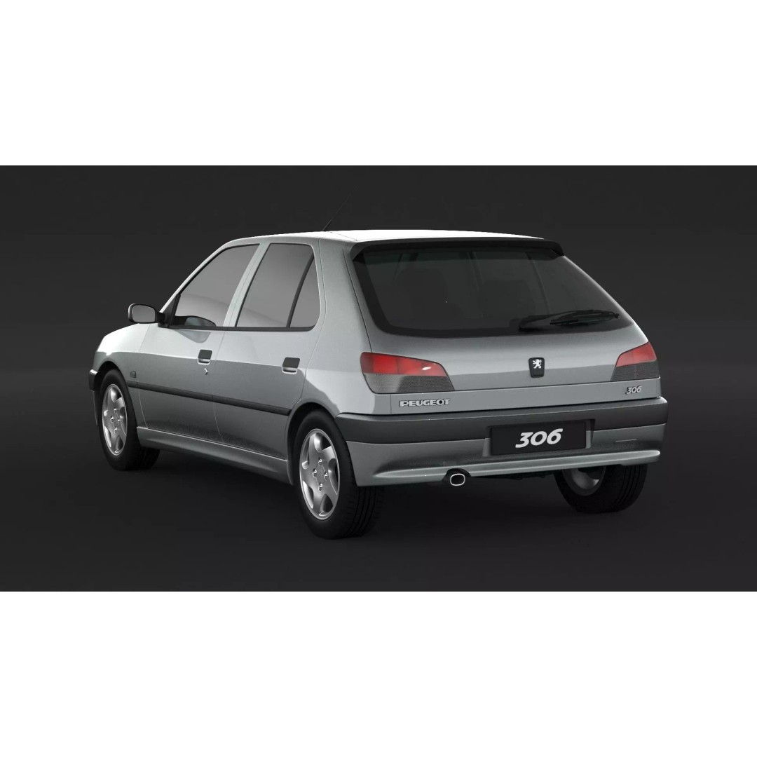 Peugeot 306 Mk2 Hatchback 3D Model – High Poly Game Asset, FBX, OBJ - View 5