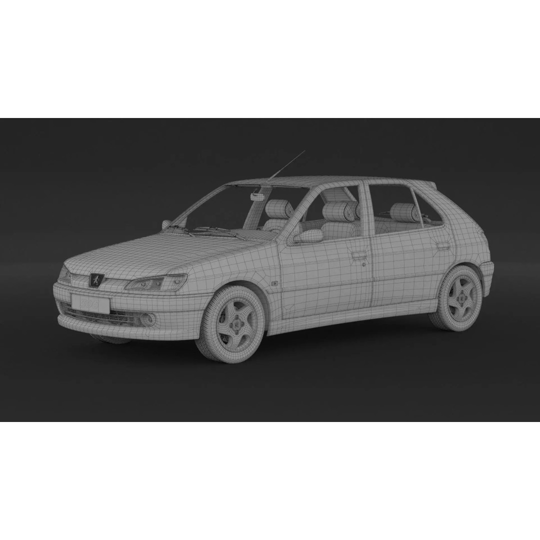 Peugeot 306 Mk2 Hatchback 3D Model – High Poly Game Asset, FBX, OBJ - View 9