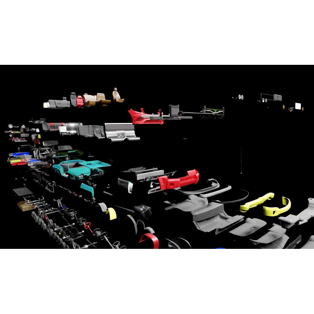 Vehicle Kitbash 3D Model – Versatile Parts Pack for Game Assets - View 10