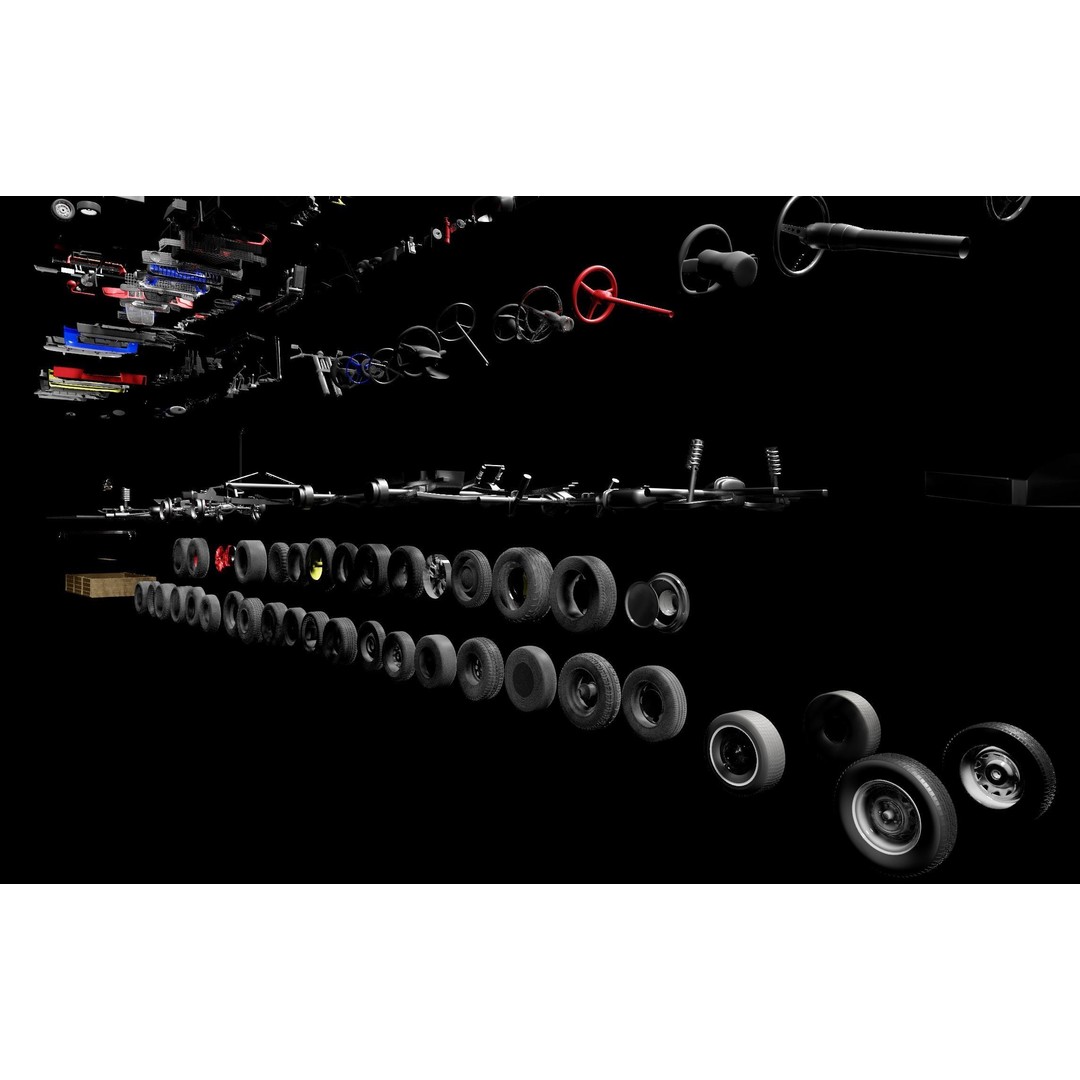 Vehicle Kitbash 3D Model – Versatile Parts Pack for Game Assets - View 12