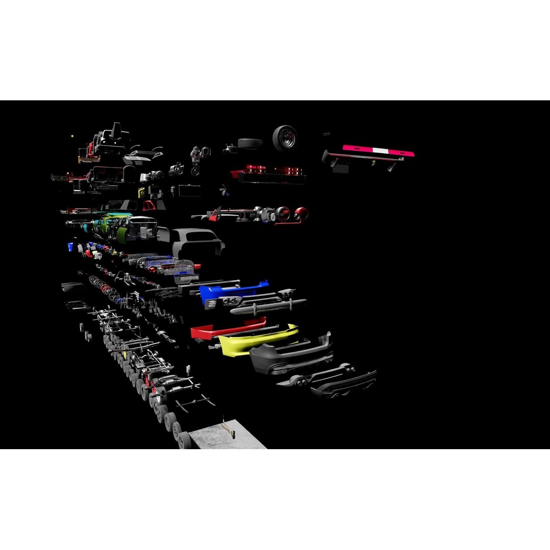 Vehicle Kitbash 3D Model – Versatile Parts Pack for Game Assets - View 13
