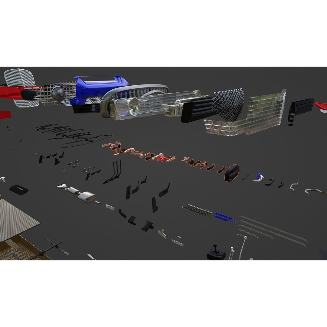 Vehicle Kitbash 3D Model – Versatile Parts Pack for Game Assets - View 14