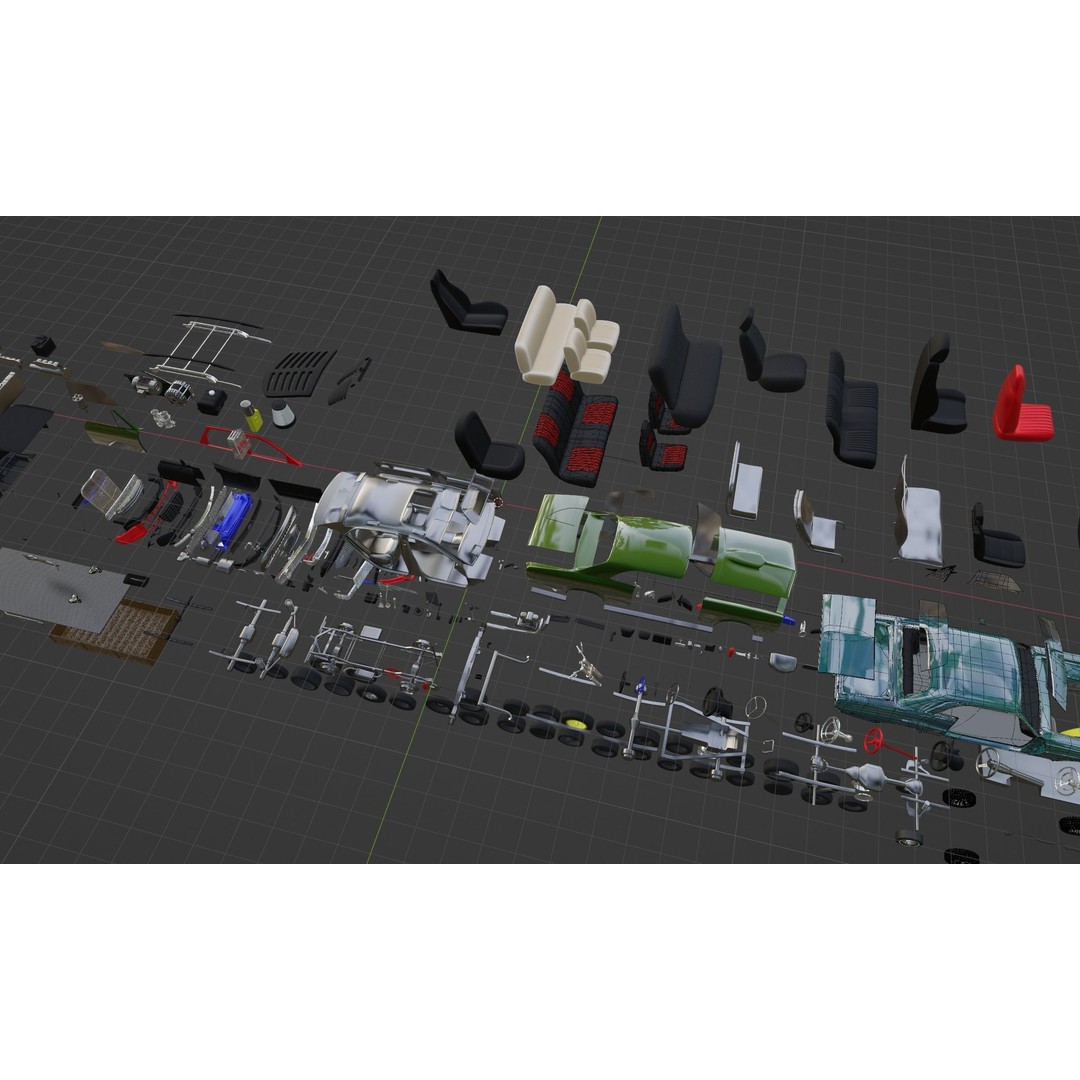 Vehicle Kitbash 3D Model – Versatile Parts Pack for Game Assets - View 15