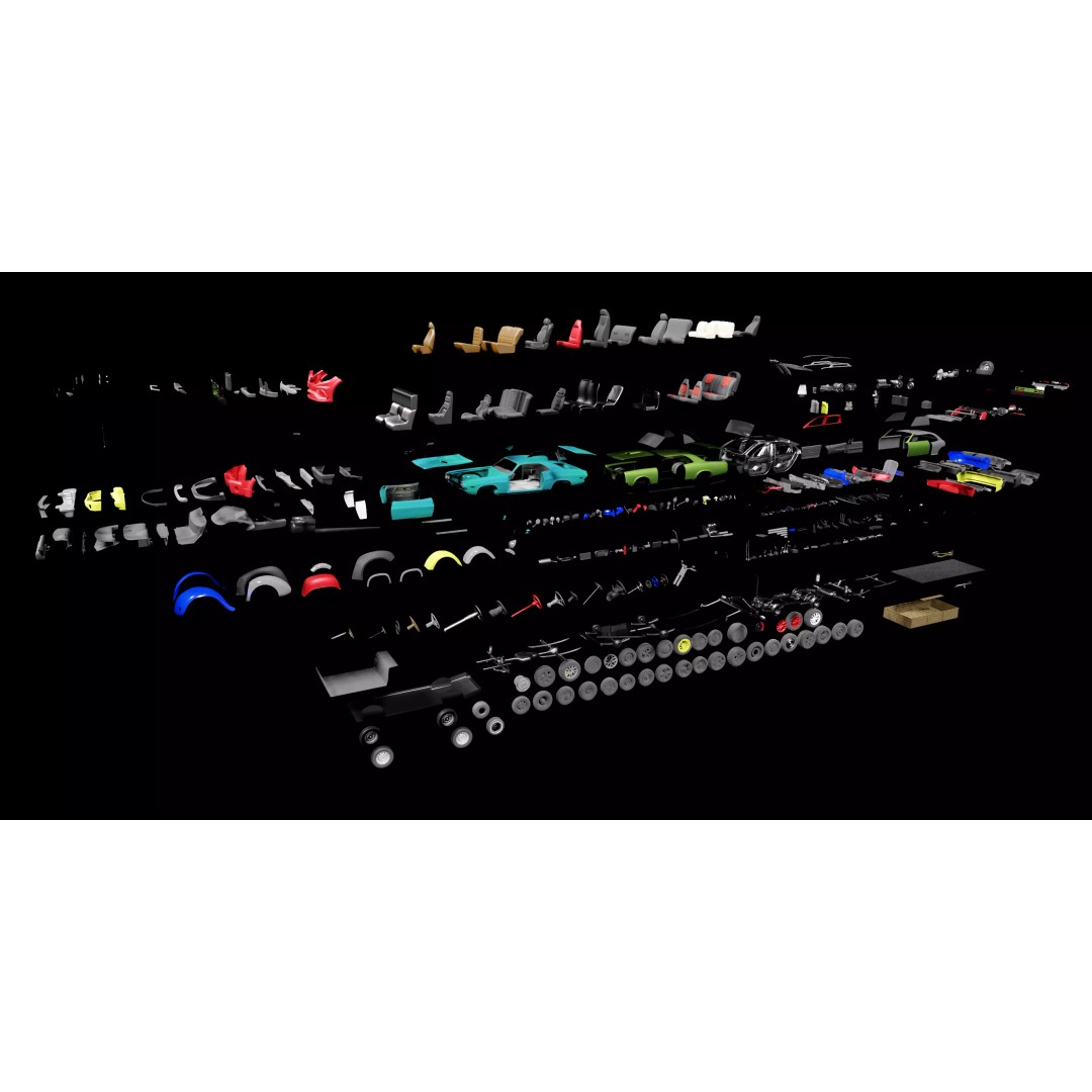 Vehicle Kitbash 3D Model – Versatile Parts Pack for Game Assets - View 2