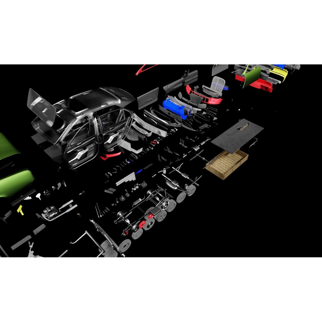 Vehicle Kitbash 3D Model – Versatile Parts Pack for Game Assets - View 3