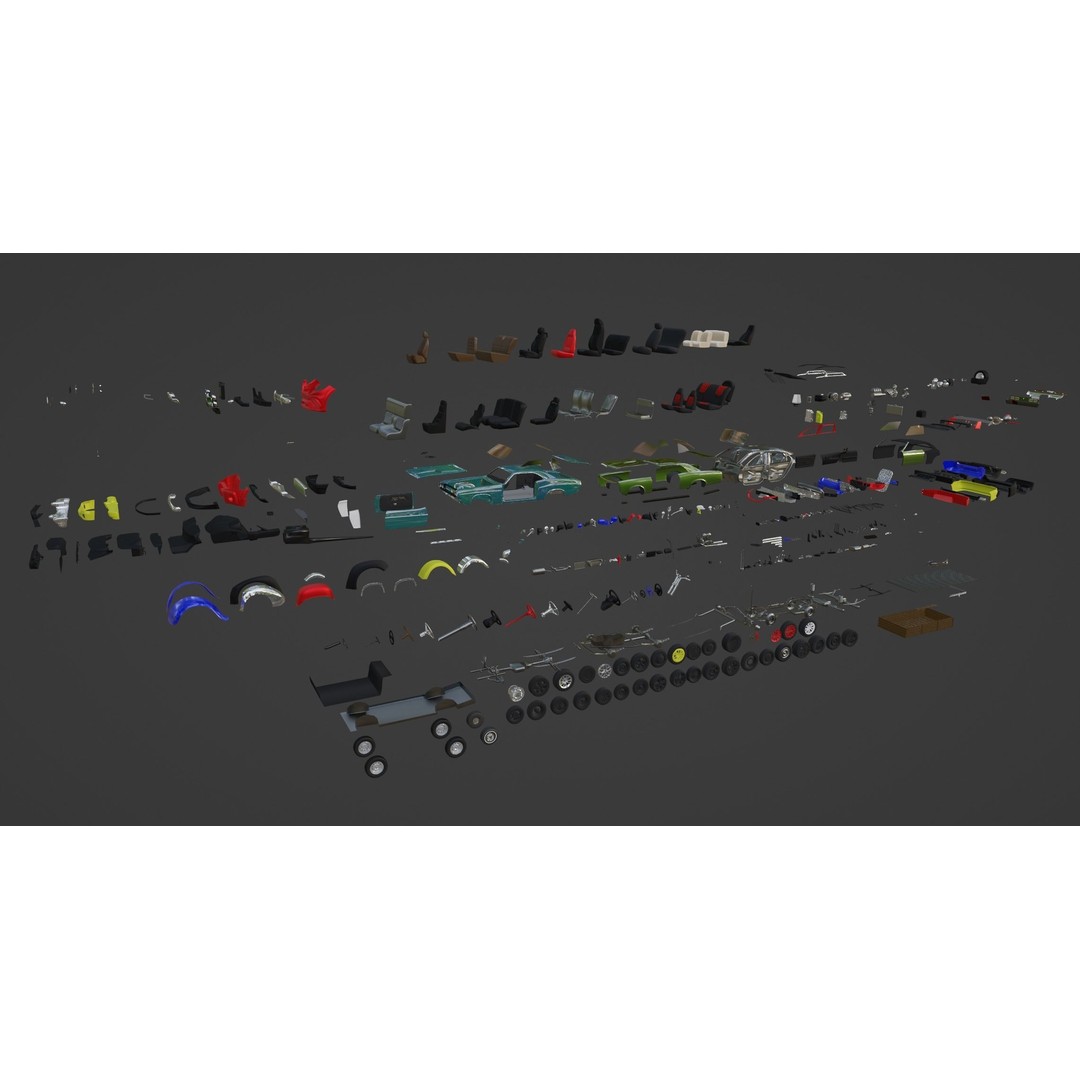 Vehicle Kitbash 3D Model – Versatile Parts Pack for Game Assets - View 7