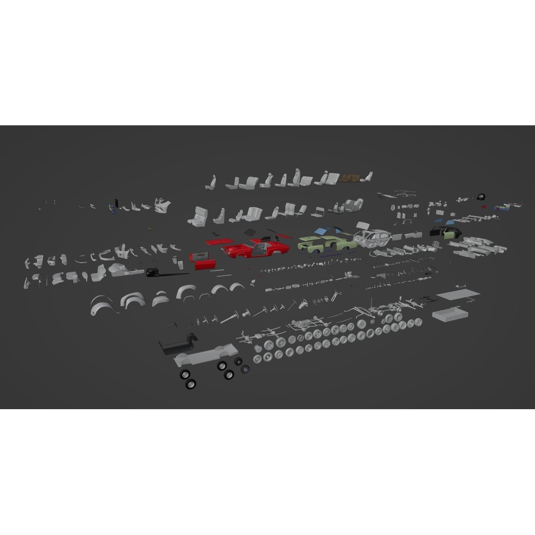 Vehicle Kitbash 3D Model – Versatile Parts Pack for Game Assets - View 8