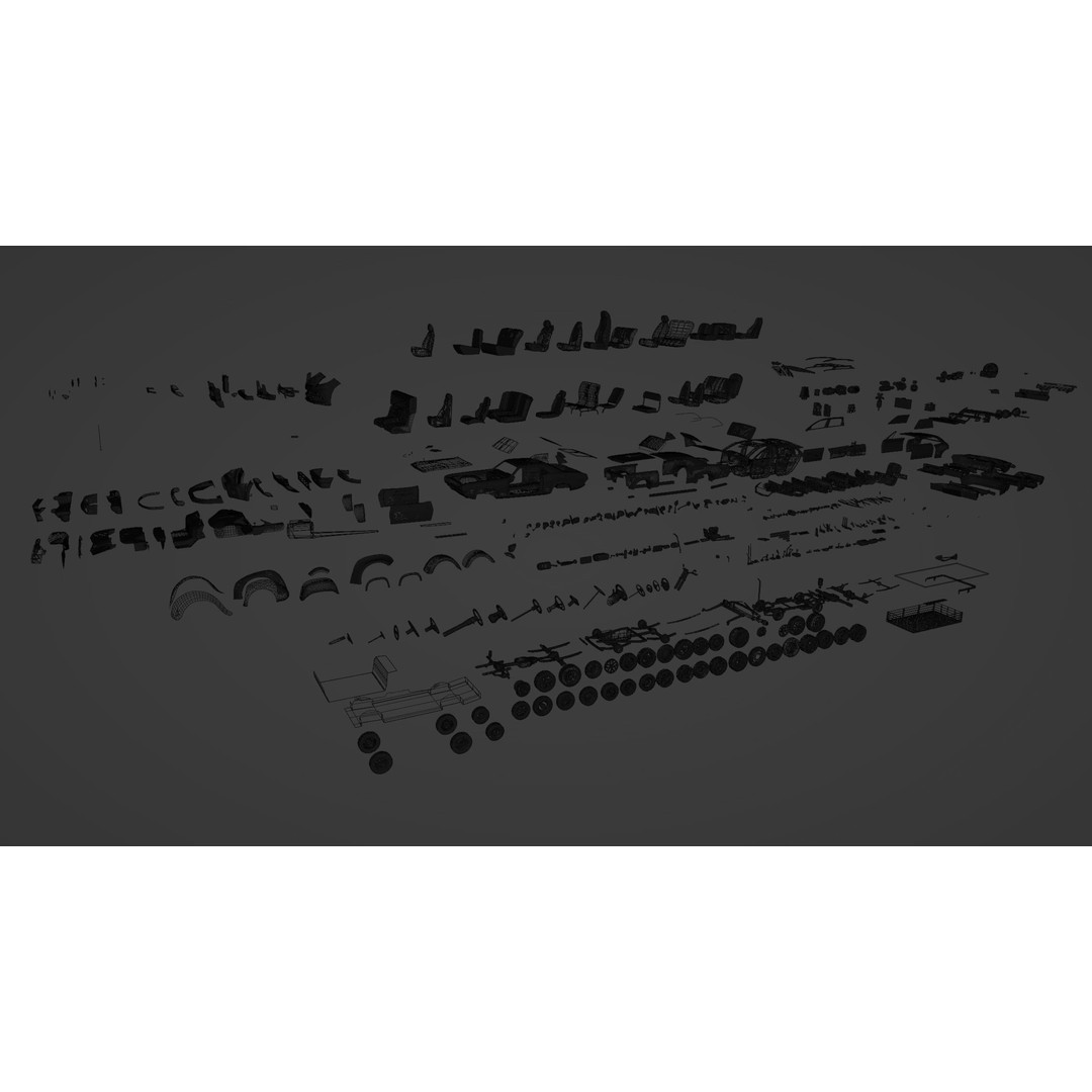 Vehicle Kitbash 3D Model – Versatile Parts Pack for Game Assets - View 9