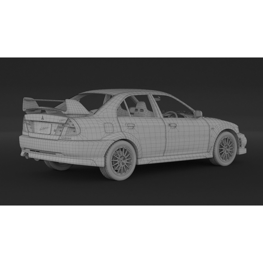 Mitsubishi Lancer Evolution 6 3D Model – High Poly Game Asset, FBX, OBJ - View 10