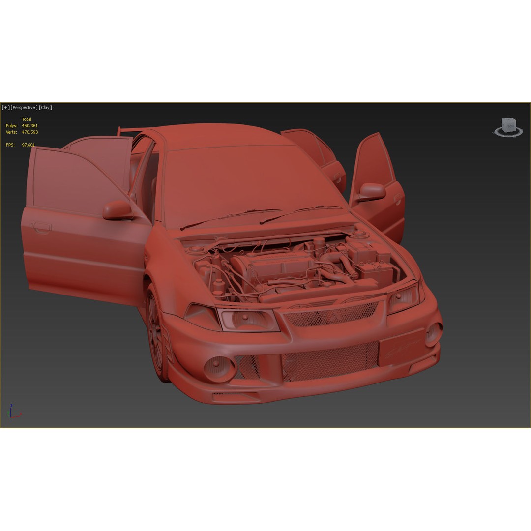 Mitsubishi Lancer Evolution 6 3D Model – High Poly Game Asset, FBX, OBJ - View 13
