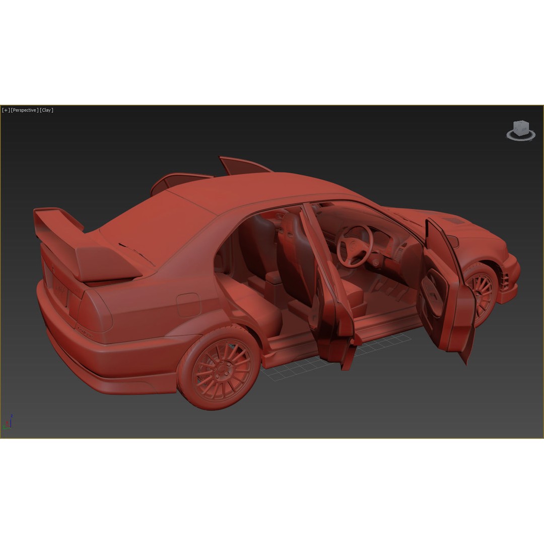 Mitsubishi Lancer Evolution 6 3D Model – High Poly Game Asset, FBX, OBJ - View 14