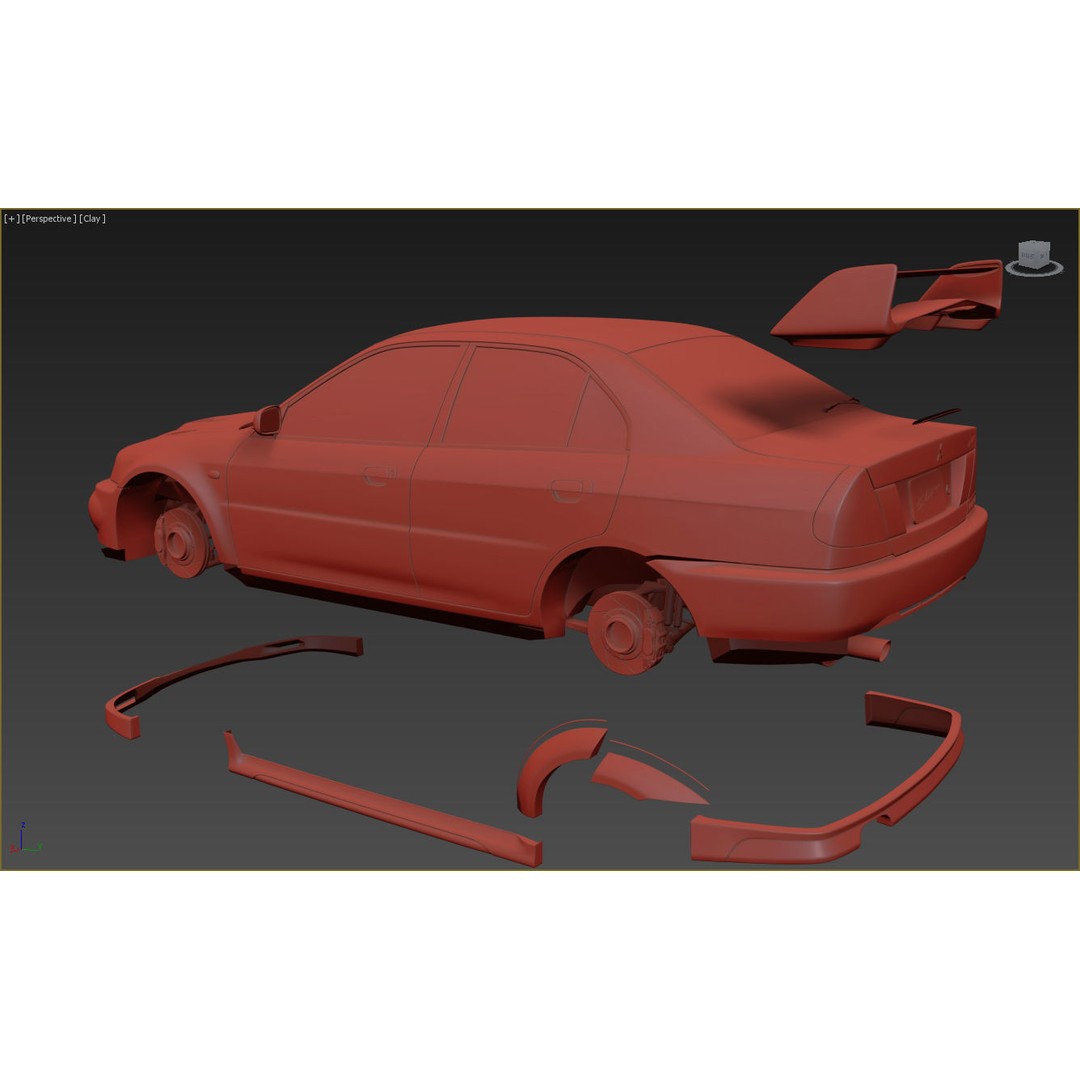 Mitsubishi Lancer Evolution 6 3D Model – High Poly Game Asset, FBX, OBJ - View 17