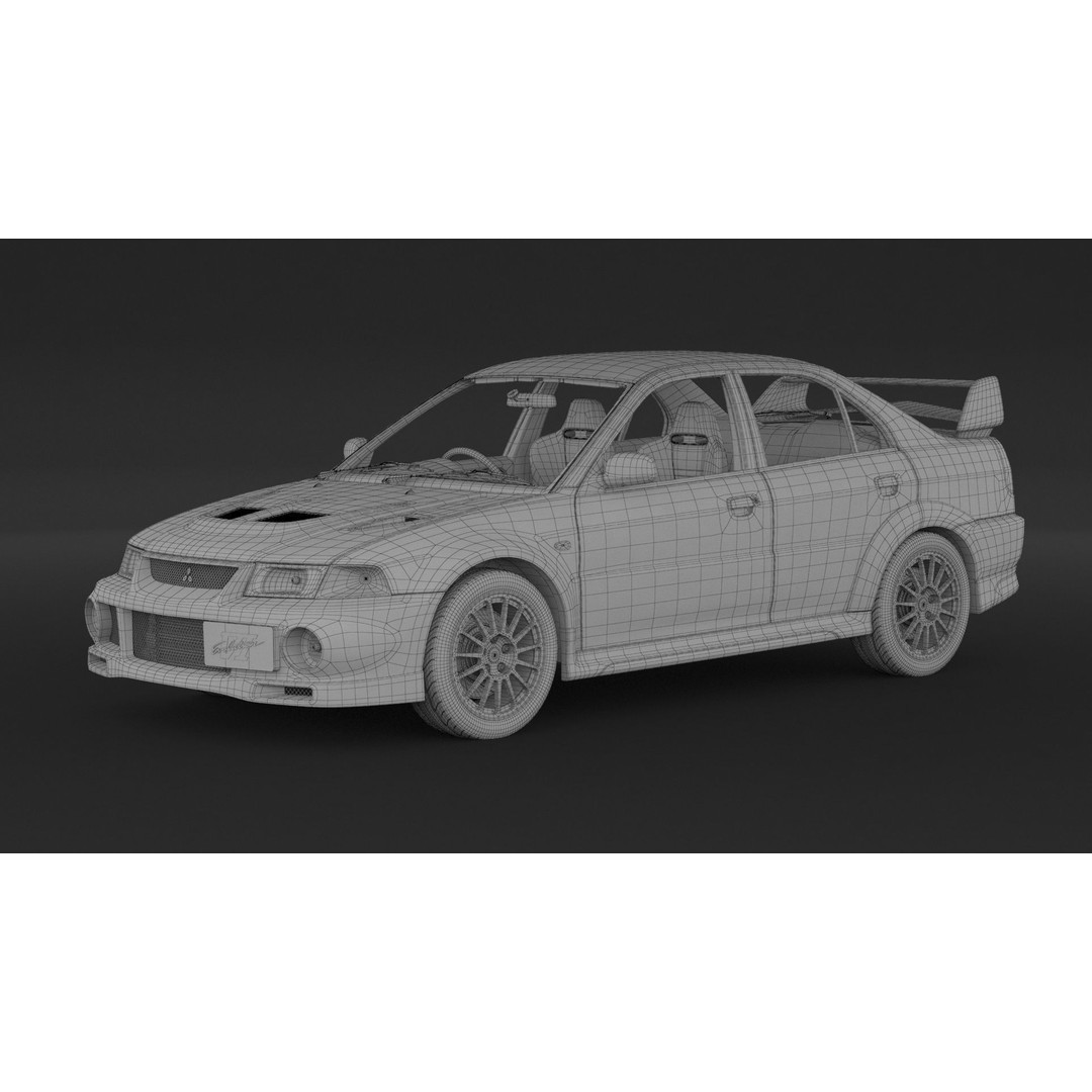 Mitsubishi Lancer Evolution 6 3D Model – High Poly Game Asset, FBX, OBJ - View 9
