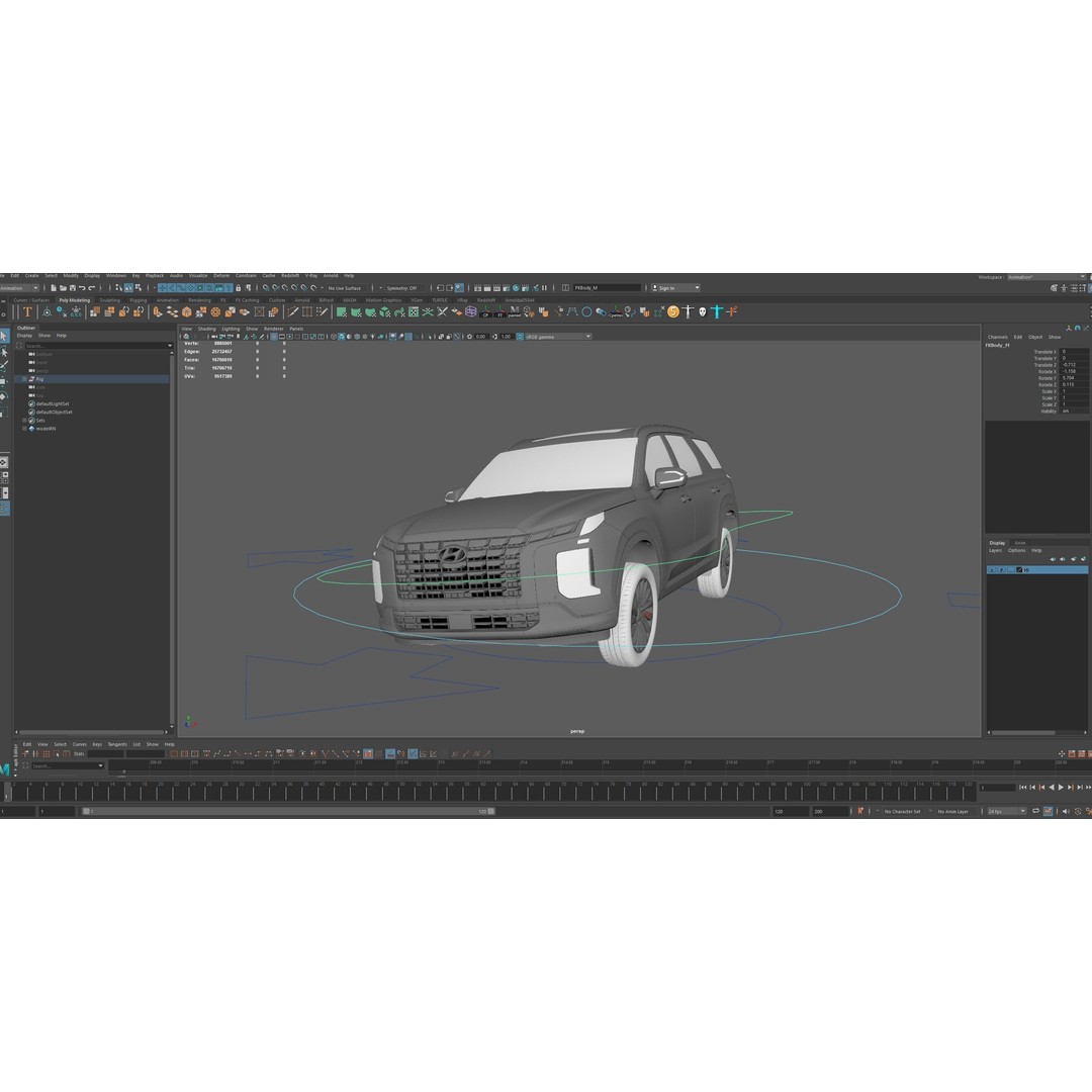 Hyundai Palisade 2024 3D Model – Hyper Real Rigged Low-Poly Asset - View 19