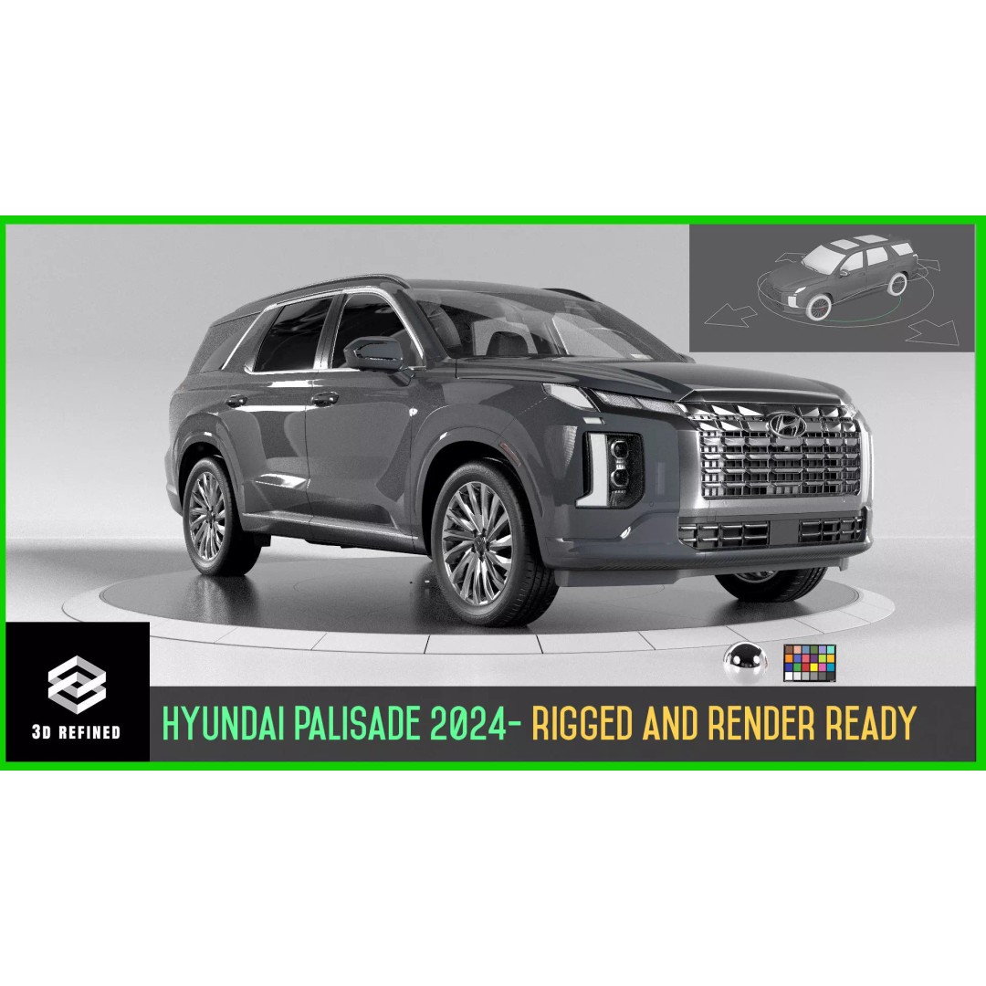 Hyundai Palisade 2024 3D Model – Hyper Real Rigged Low-Poly Asset - View 2