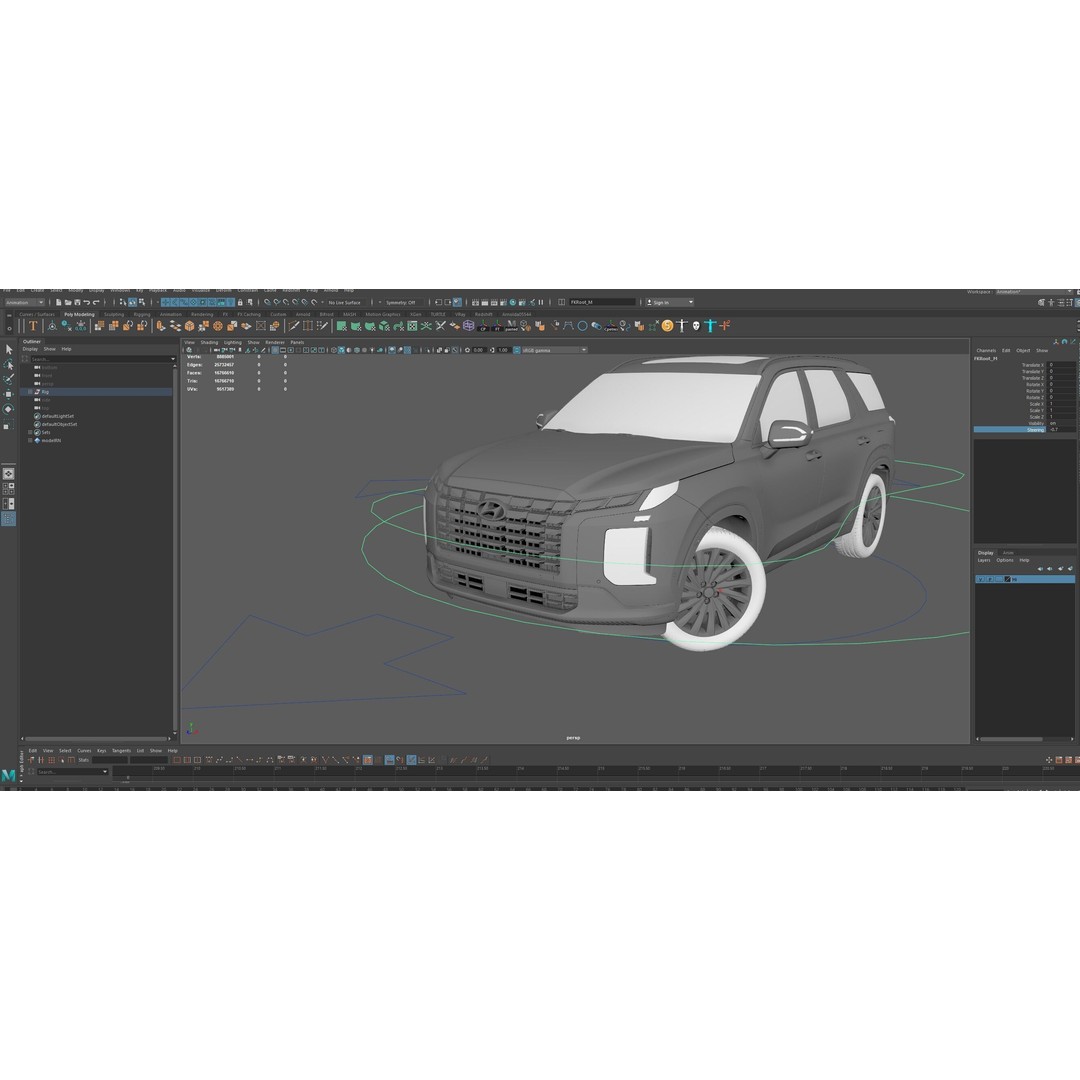 Hyundai Palisade 2024 3D Model – Hyper Real Rigged Low-Poly Asset - View 21