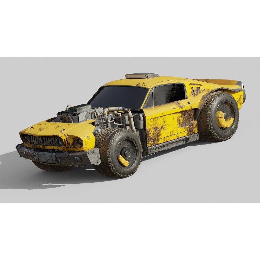 Cyberpunk Mustang 3D Model – Low Poly Concept Car with PBR Textures - View 10