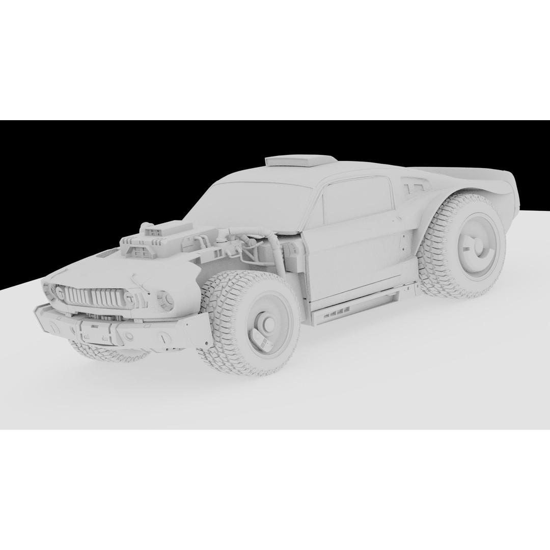 Cyberpunk Mustang 3D Model – Low Poly Concept Car with PBR Textures - View 11
