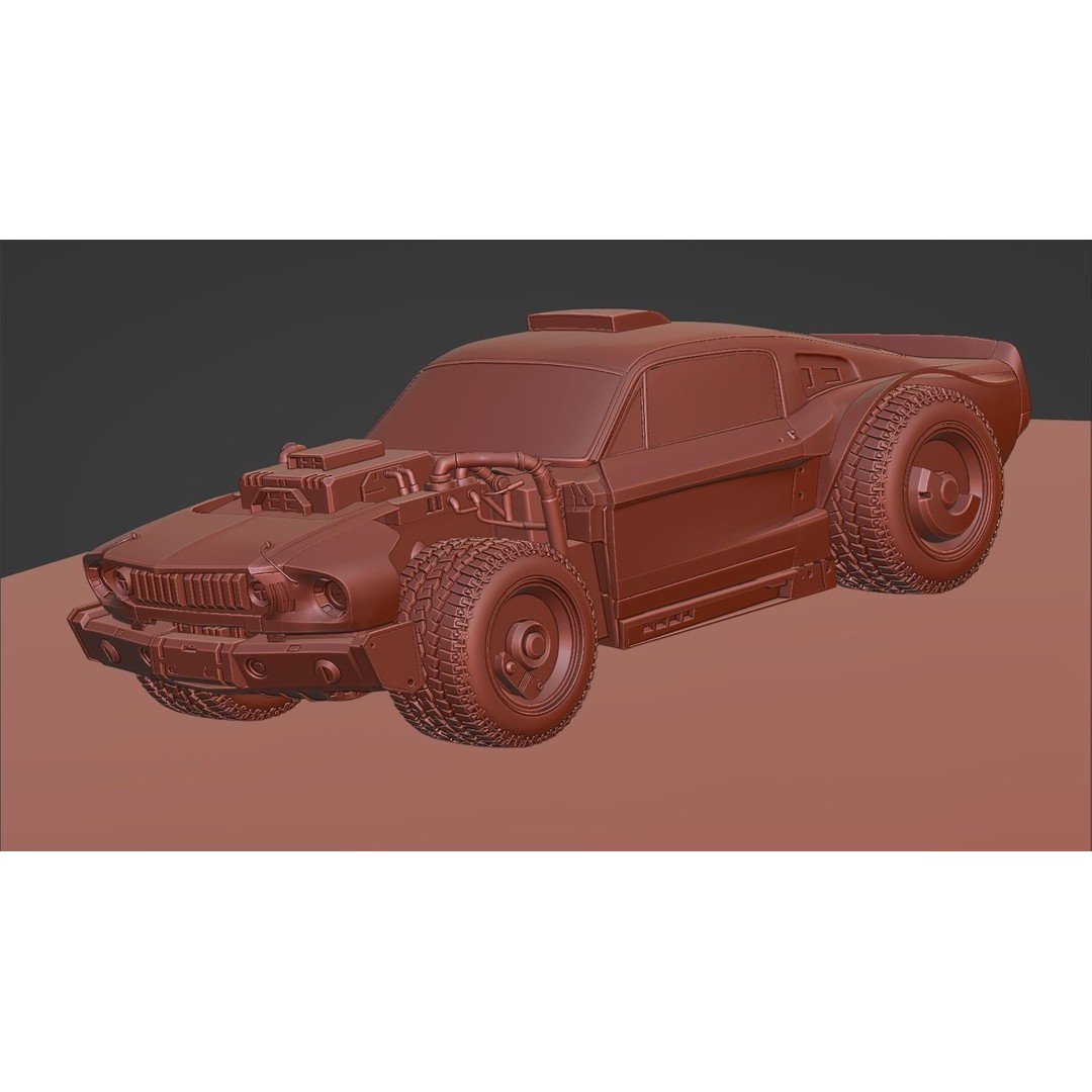 Cyberpunk Mustang 3D Model – Low Poly Concept Car with PBR Textures - View 12