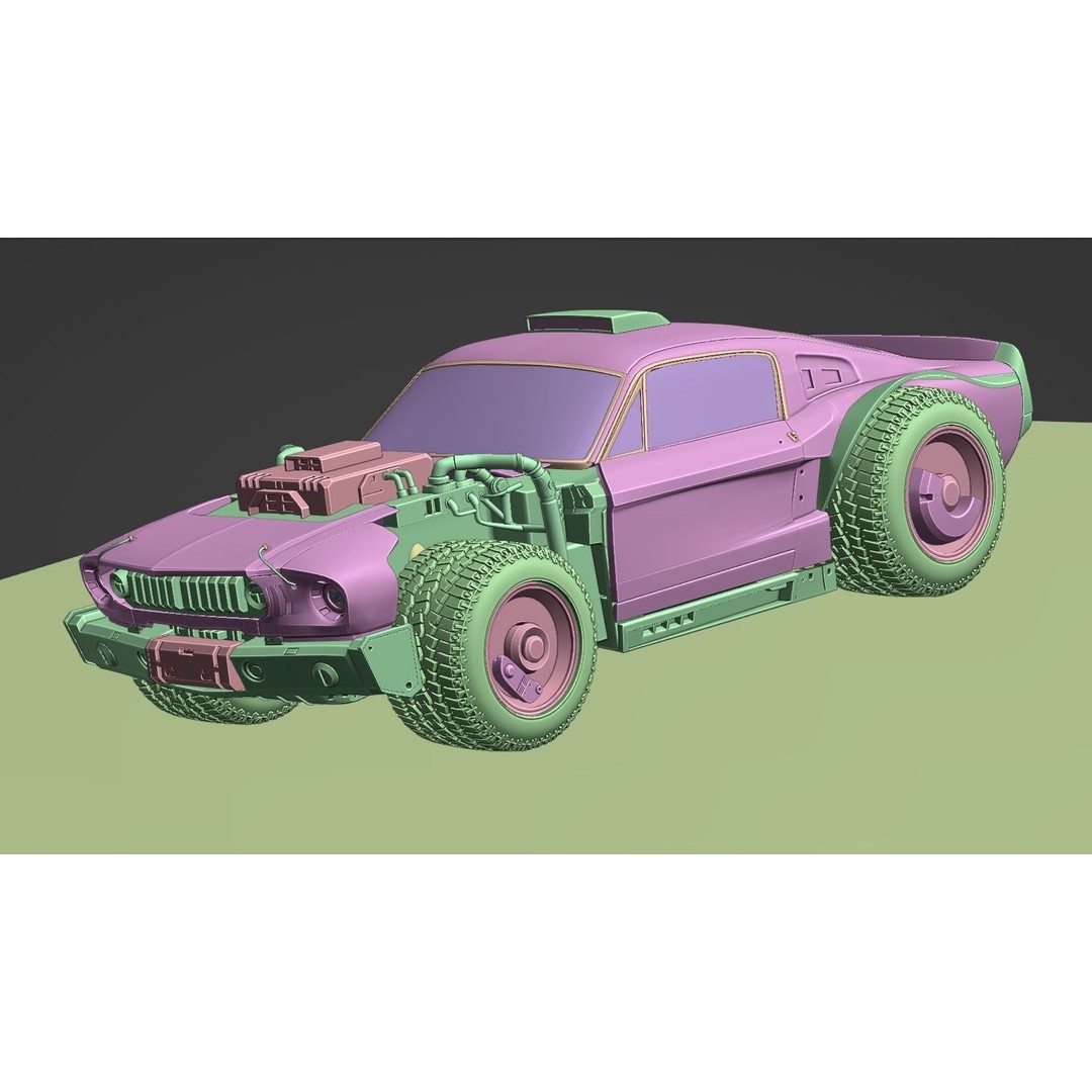 Cyberpunk Mustang 3D Model – Low Poly Concept Car with PBR Textures - View 13
