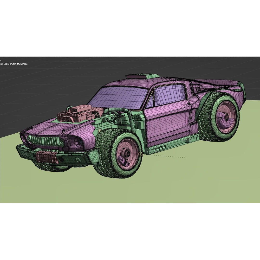 Cyberpunk Mustang 3D Model – Low Poly Concept Car with PBR Textures - View 14
