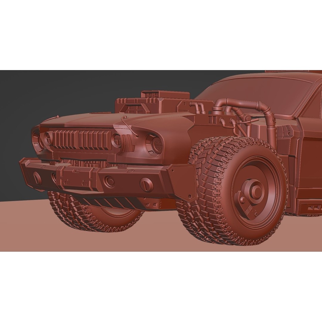 Cyberpunk Mustang 3D Model – Low Poly Concept Car with PBR Textures - View 17