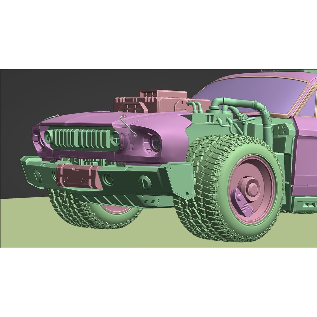 Cyberpunk Mustang 3D Model – Low Poly Concept Car with PBR Textures - View 18
