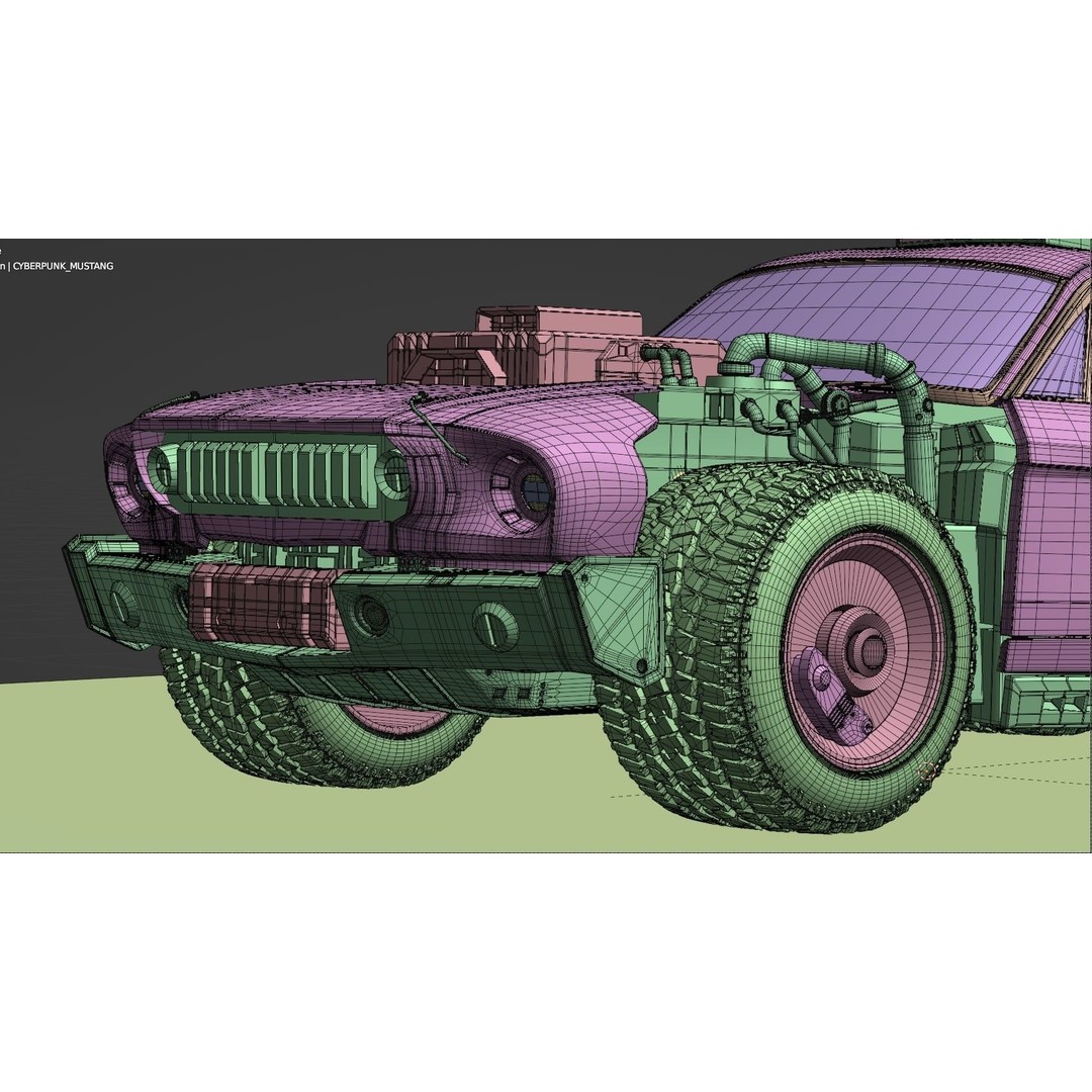 Cyberpunk Mustang 3D Model – Low Poly Concept Car with PBR Textures - View 19