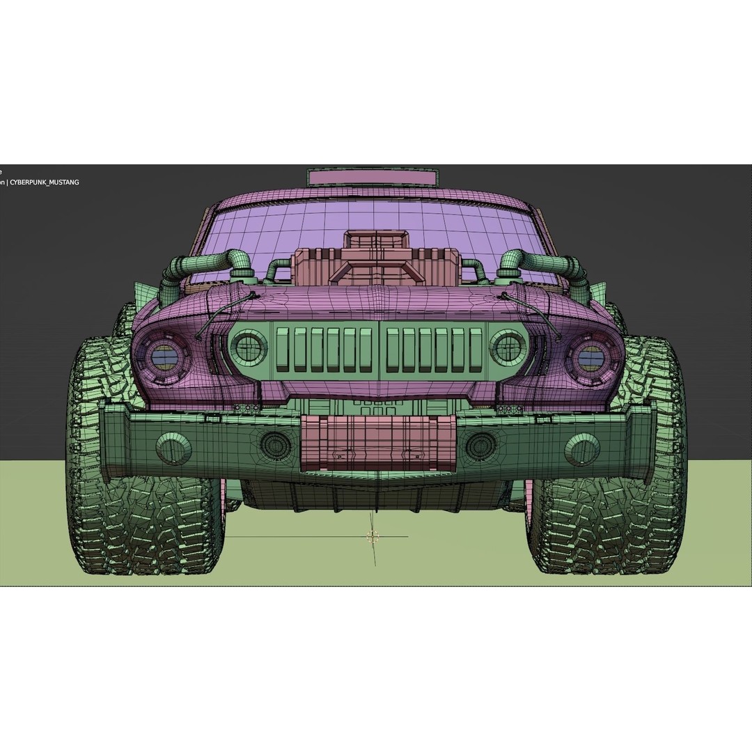 Cyberpunk Mustang 3D Model – Low Poly Concept Car with PBR Textures - View 24