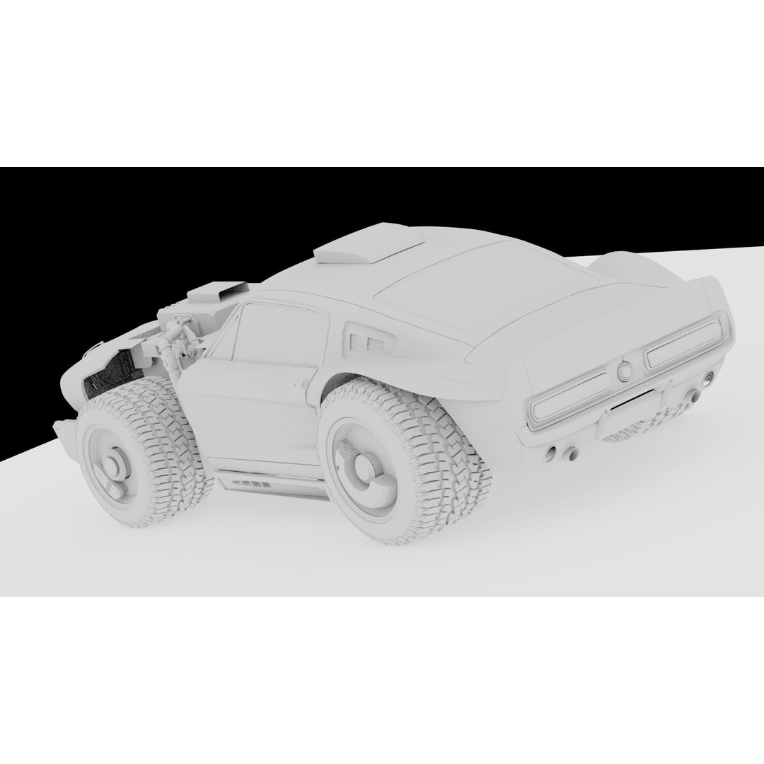 Cyberpunk Mustang 3D Model – Low Poly Concept Car with PBR Textures - View 26