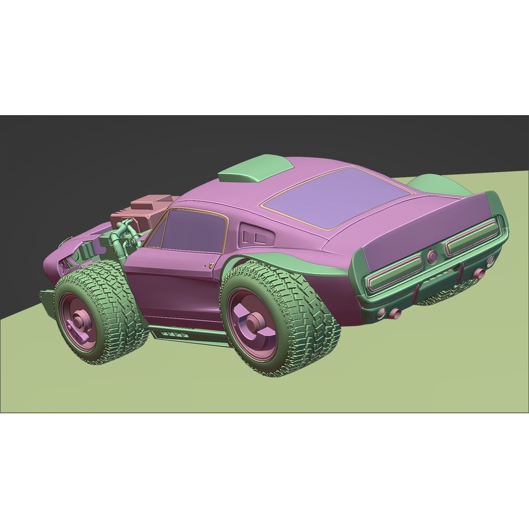 Cyberpunk Mustang 3D Model – Low Poly Concept Car with PBR Textures - View 28