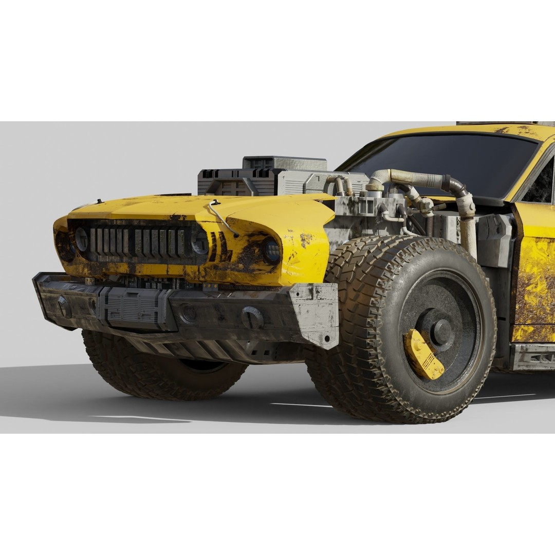 Cyberpunk Mustang 3D Model – Low Poly Concept Car with PBR Textures - View 3