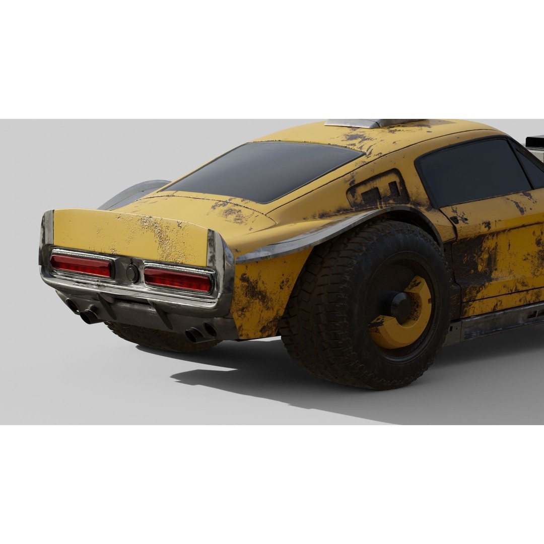 Cyberpunk Mustang 3D Model – Low Poly Concept Car with PBR Textures - View 30