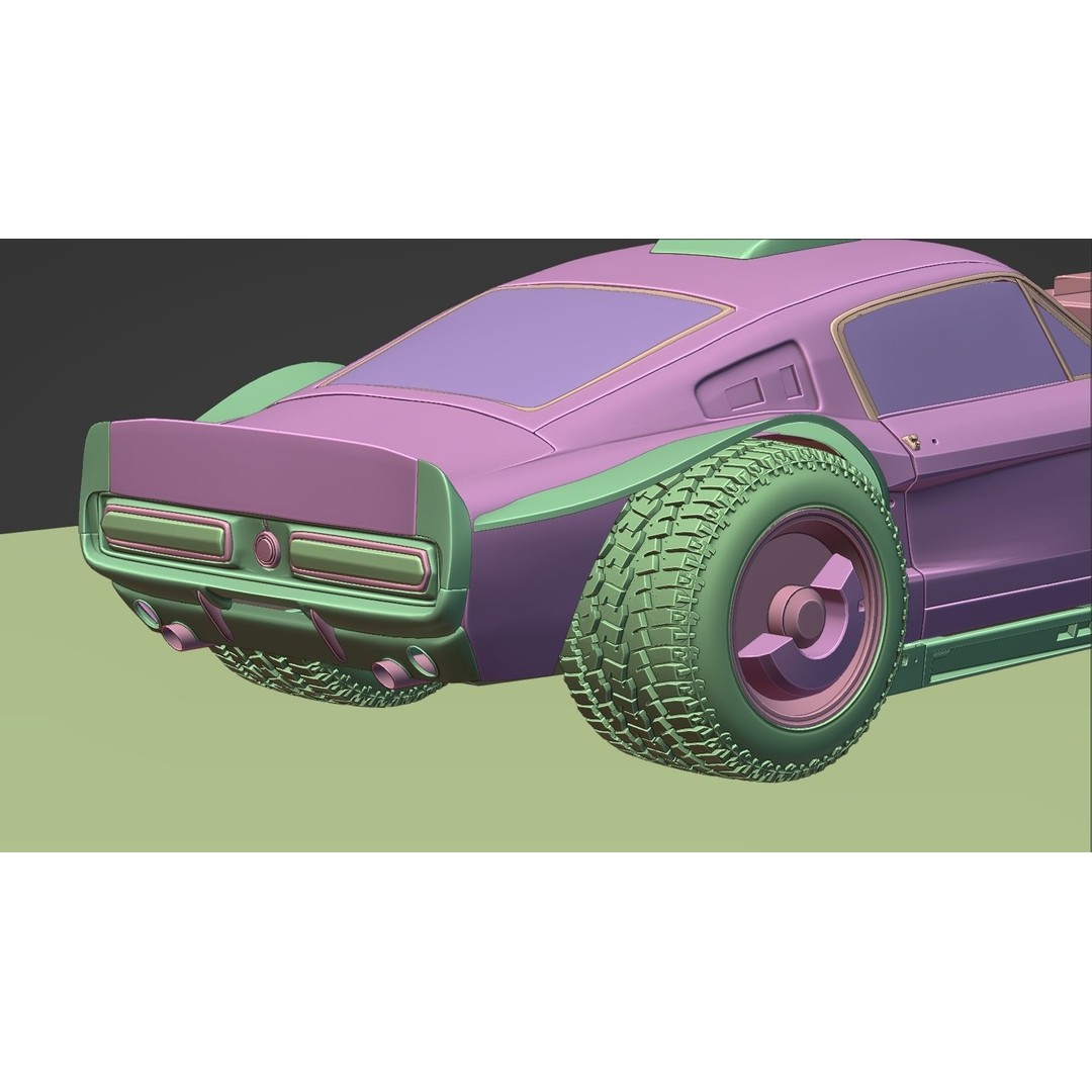 Cyberpunk Mustang 3D Model – Low Poly Concept Car with PBR Textures - View 33
