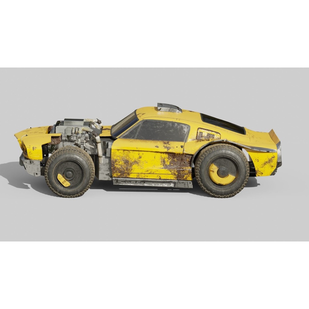 Cyberpunk Mustang 3D Model – Low Poly Concept Car with PBR Textures - View 35