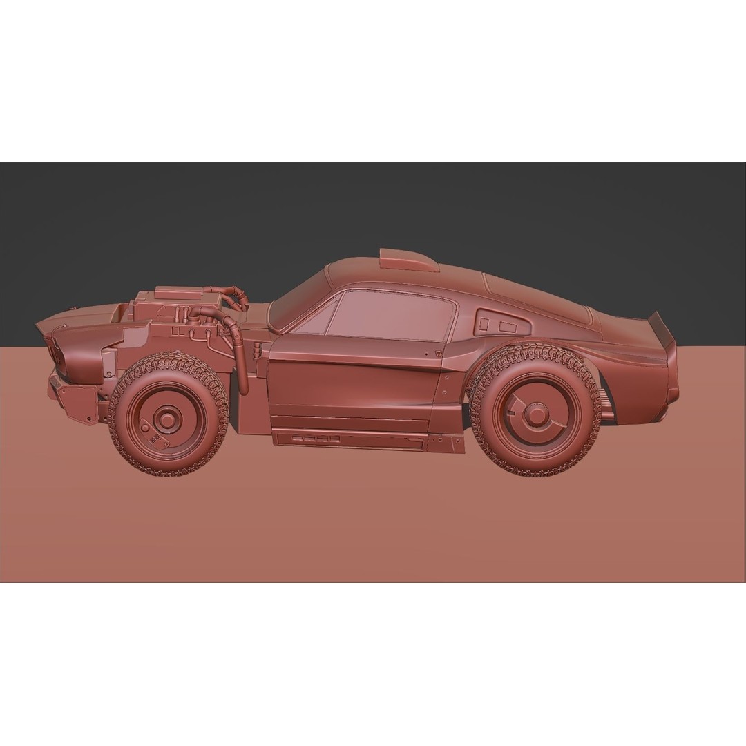 Cyberpunk Mustang 3D Model – Low Poly Concept Car with PBR Textures - View 37