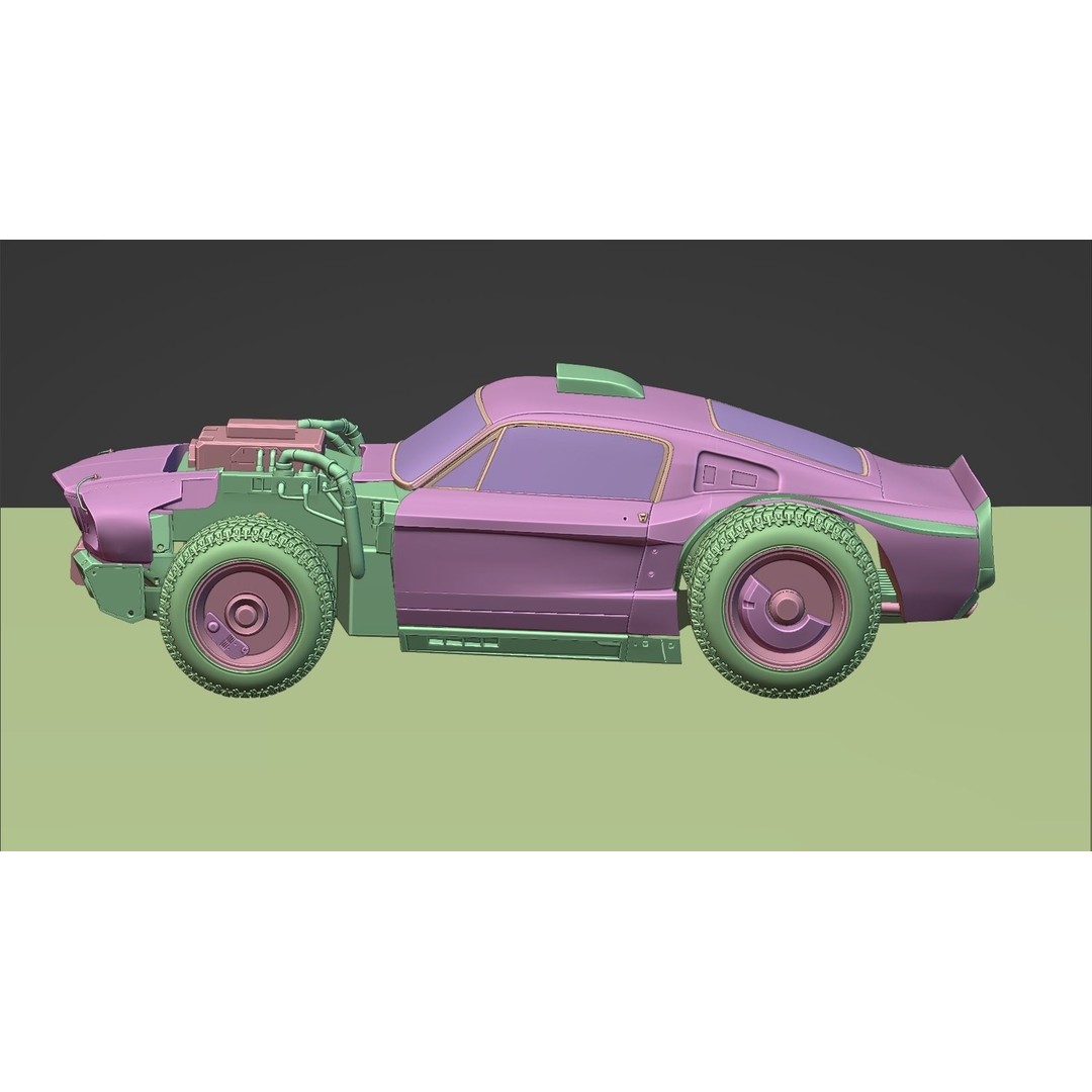 Cyberpunk Mustang 3D Model – Low Poly Concept Car with PBR Textures - View 38