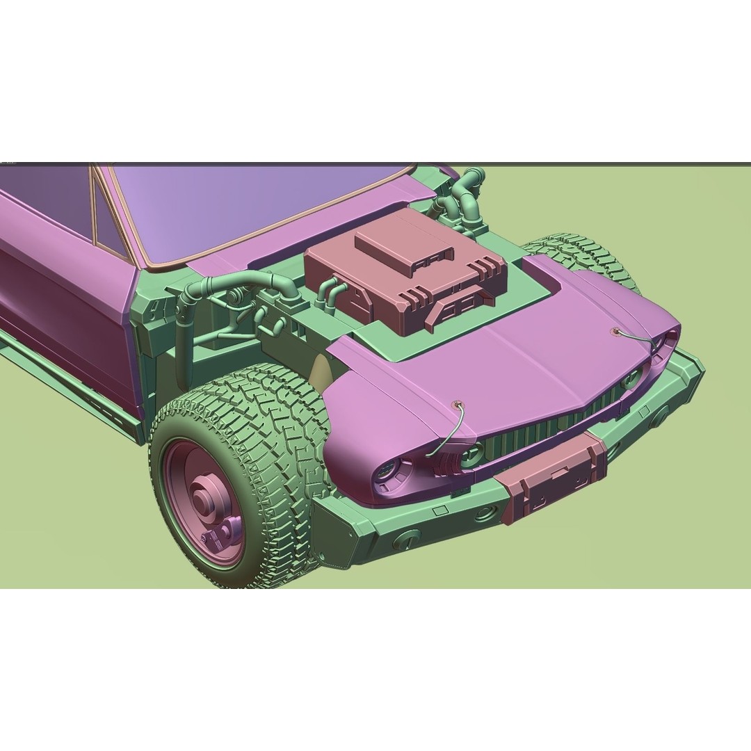 Cyberpunk Mustang 3D Model – Low Poly Concept Car with PBR Textures - View 43