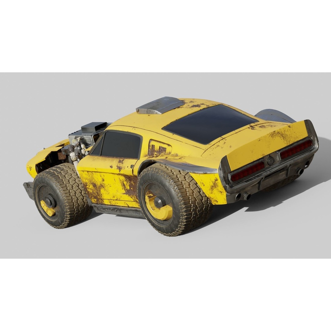 Cyberpunk Mustang 3D Model – Low Poly Concept Car with PBR Textures - View 5