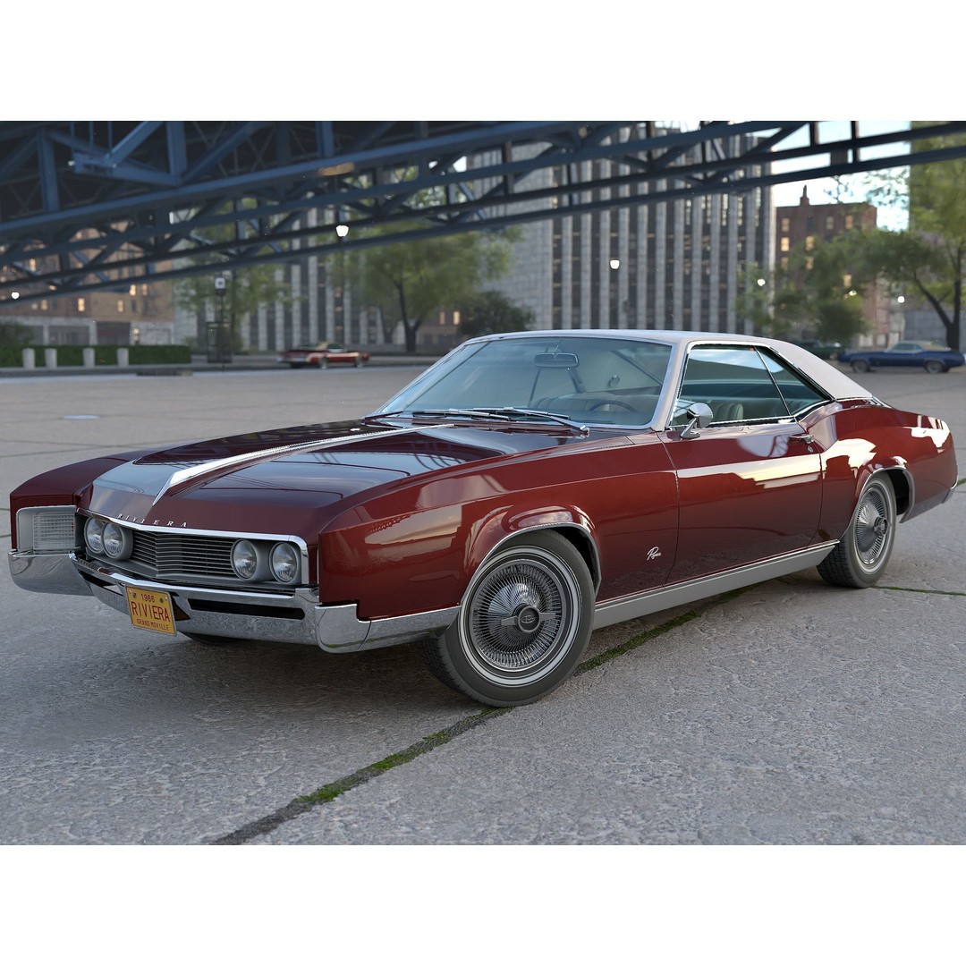 Buick Riviera 1966 3D Model – Classic Coupe with PBR Textures, FBX