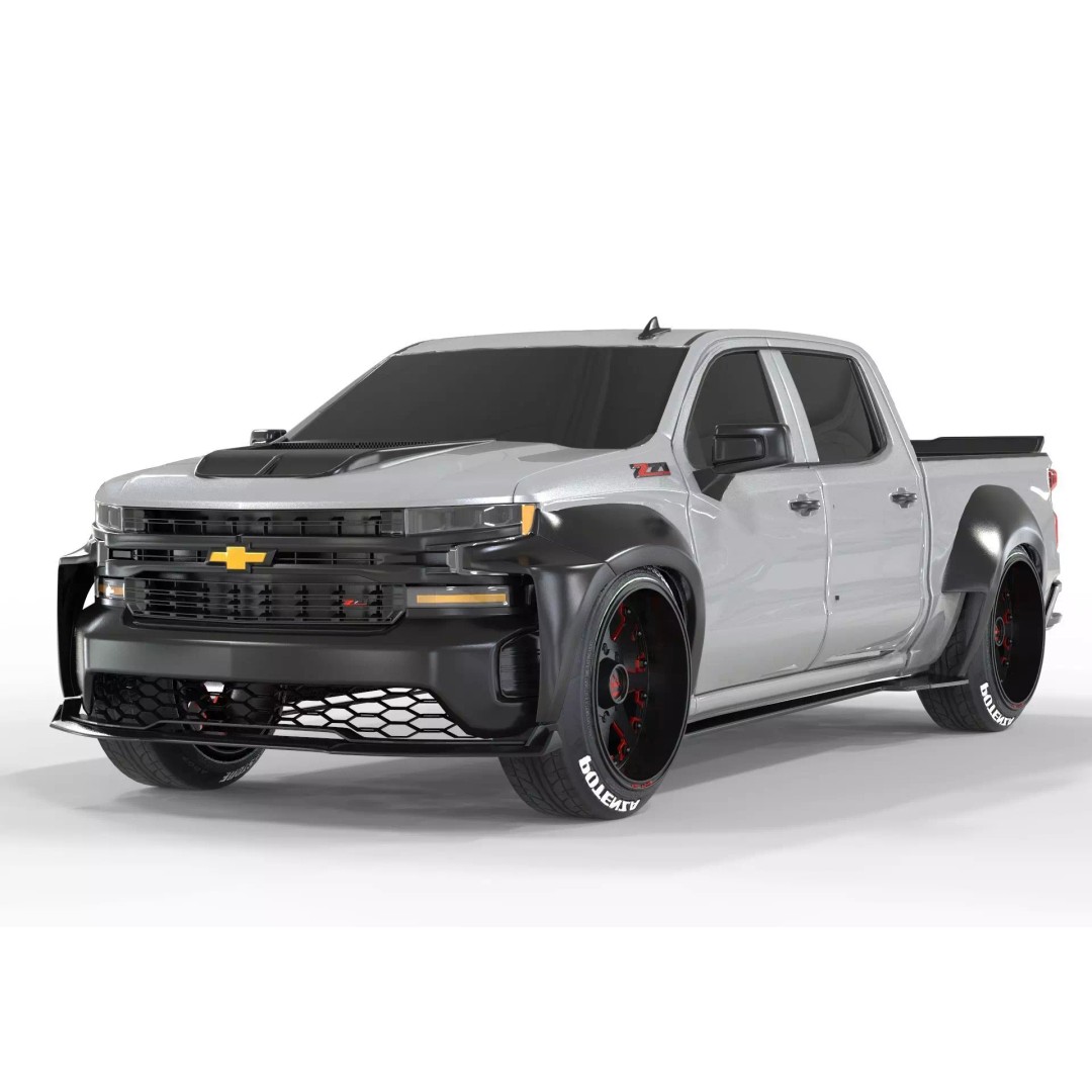 Chevrolet Silverado Tuning 2019 3D Model – High Poly Game Asset, FBX, OBJ - View 2