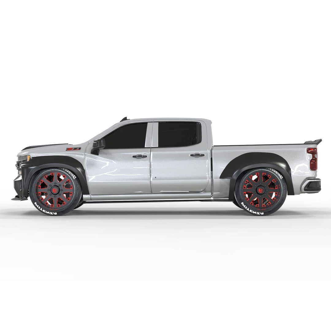 Chevrolet Silverado Tuning 2019 3D Model – High Poly Game Asset, FBX, OBJ - View 3