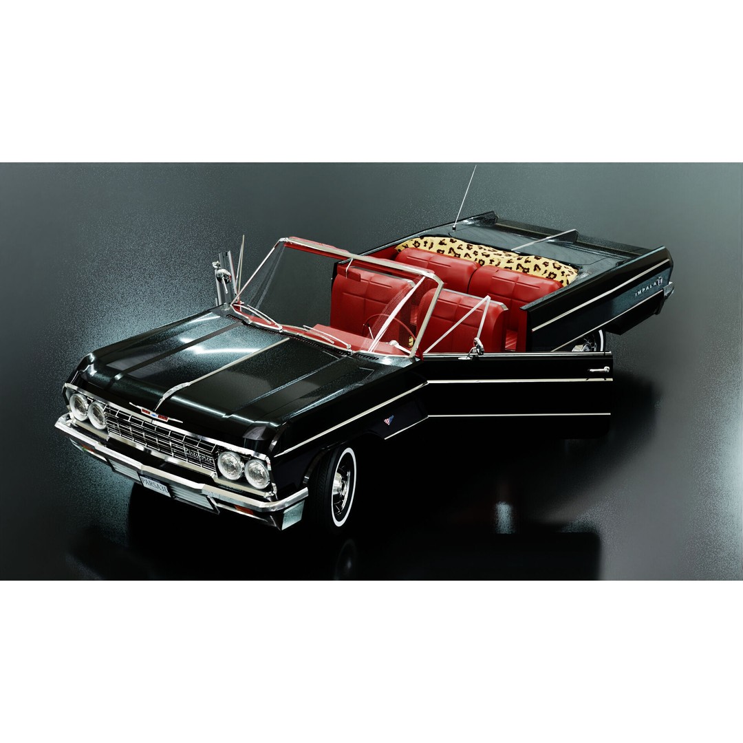 Chevrolet Impala SS 1964 Convertible 3D Model – Low Poly Game Asset, FBX