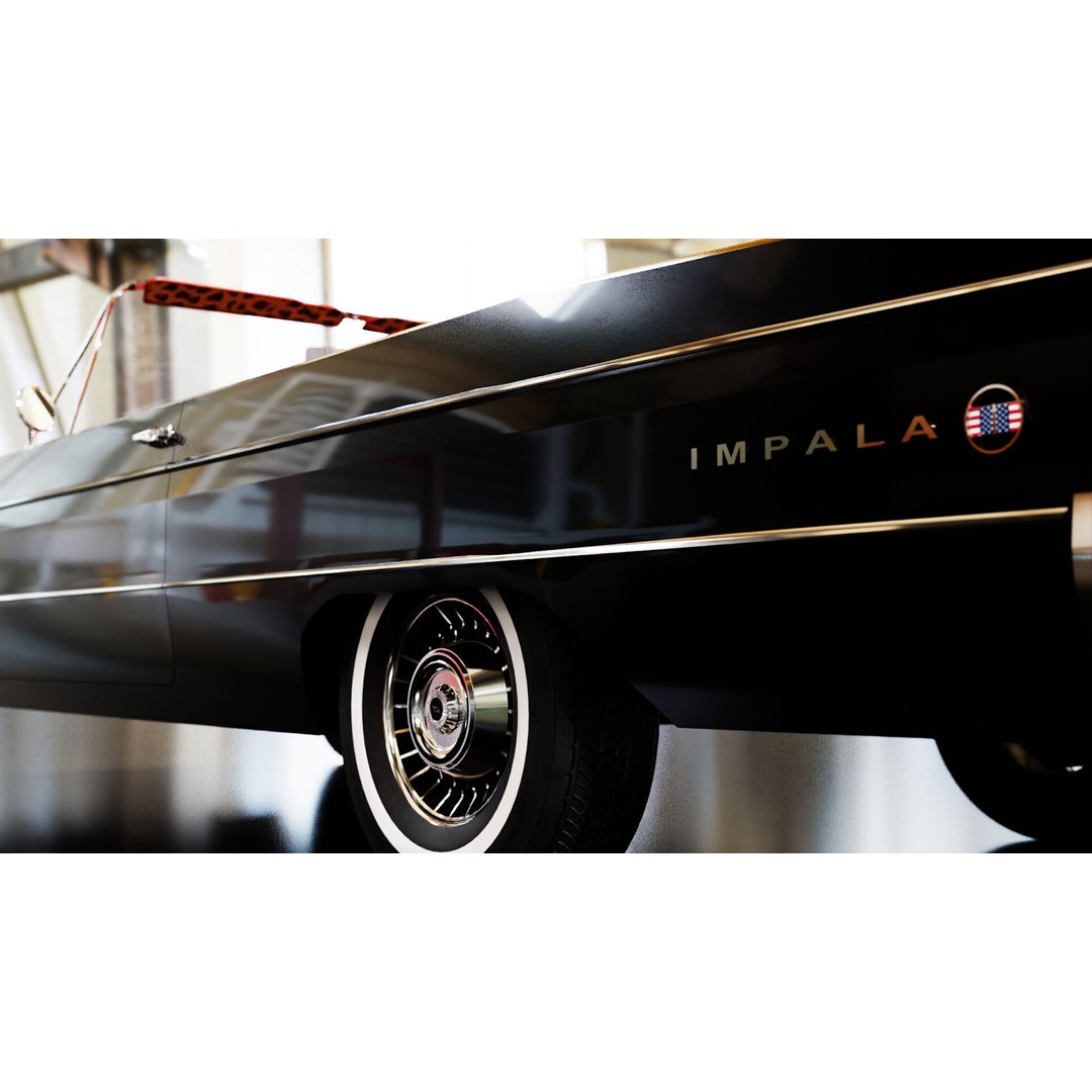 Chevrolet Impala SS 1964 Convertible 3D Model – Low Poly Game Asset, FBX - View 10