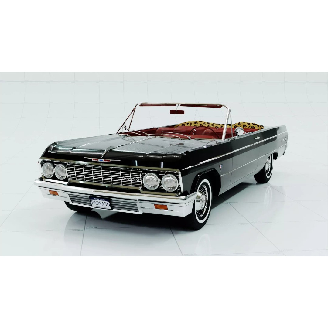Chevrolet Impala SS 1964 Convertible 3D Model – Low Poly Game Asset, FBX - View 2