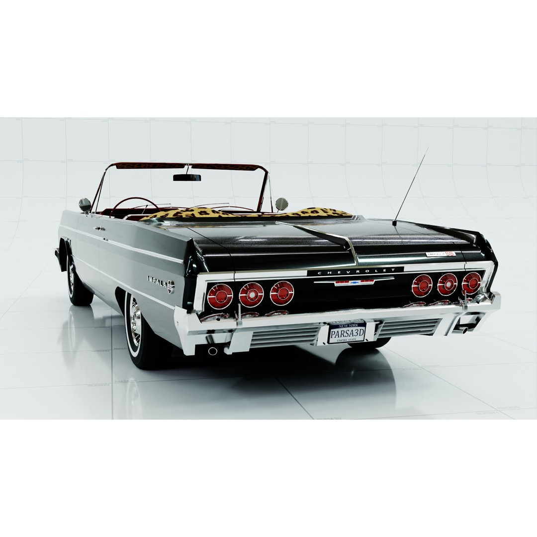 Chevrolet Impala SS 1964 Convertible 3D Model – Low Poly Game Asset, FBX - View 3