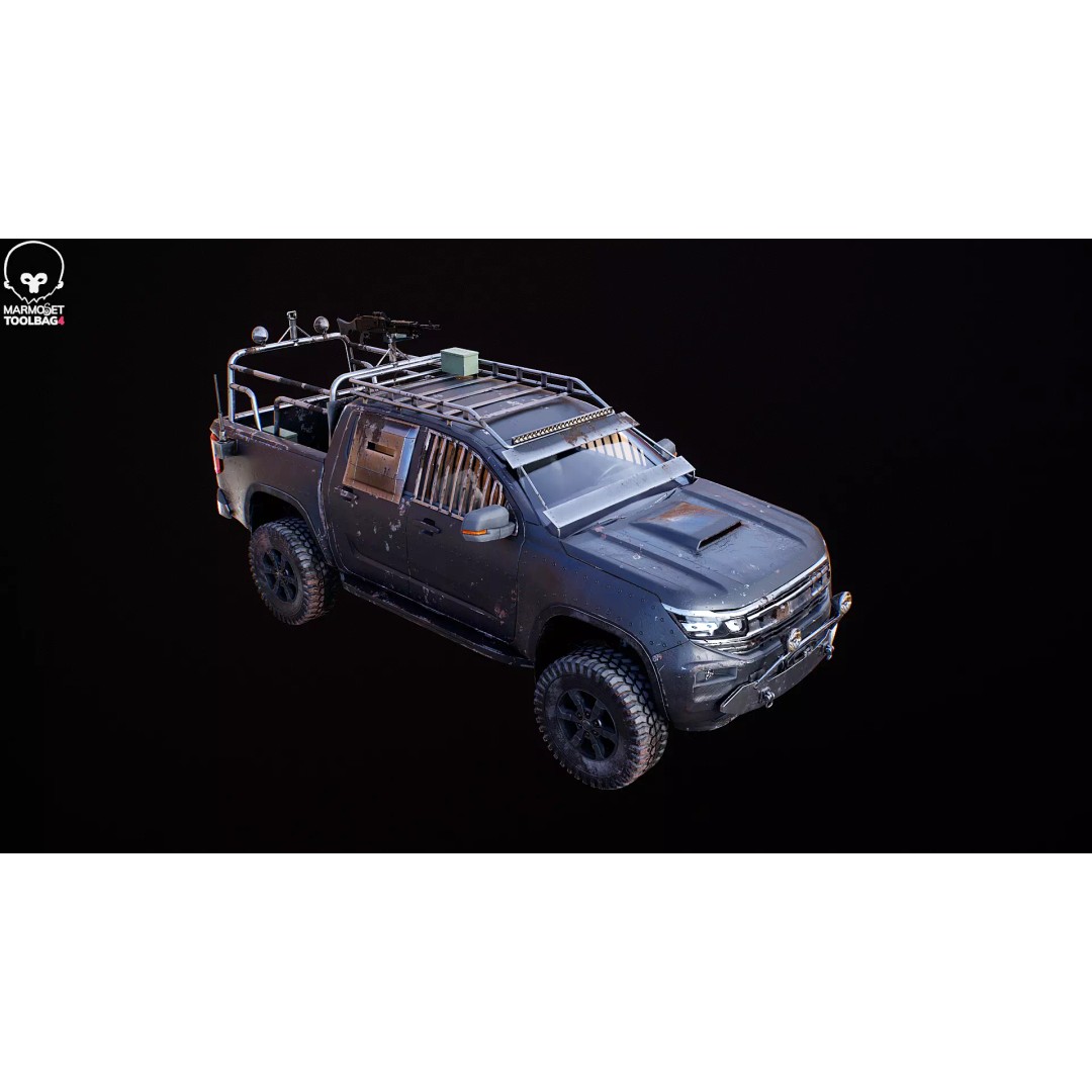 Black Apocalypse Pickup Truck 3D Model – High Poly PBR Game Asset, FBX - View 13