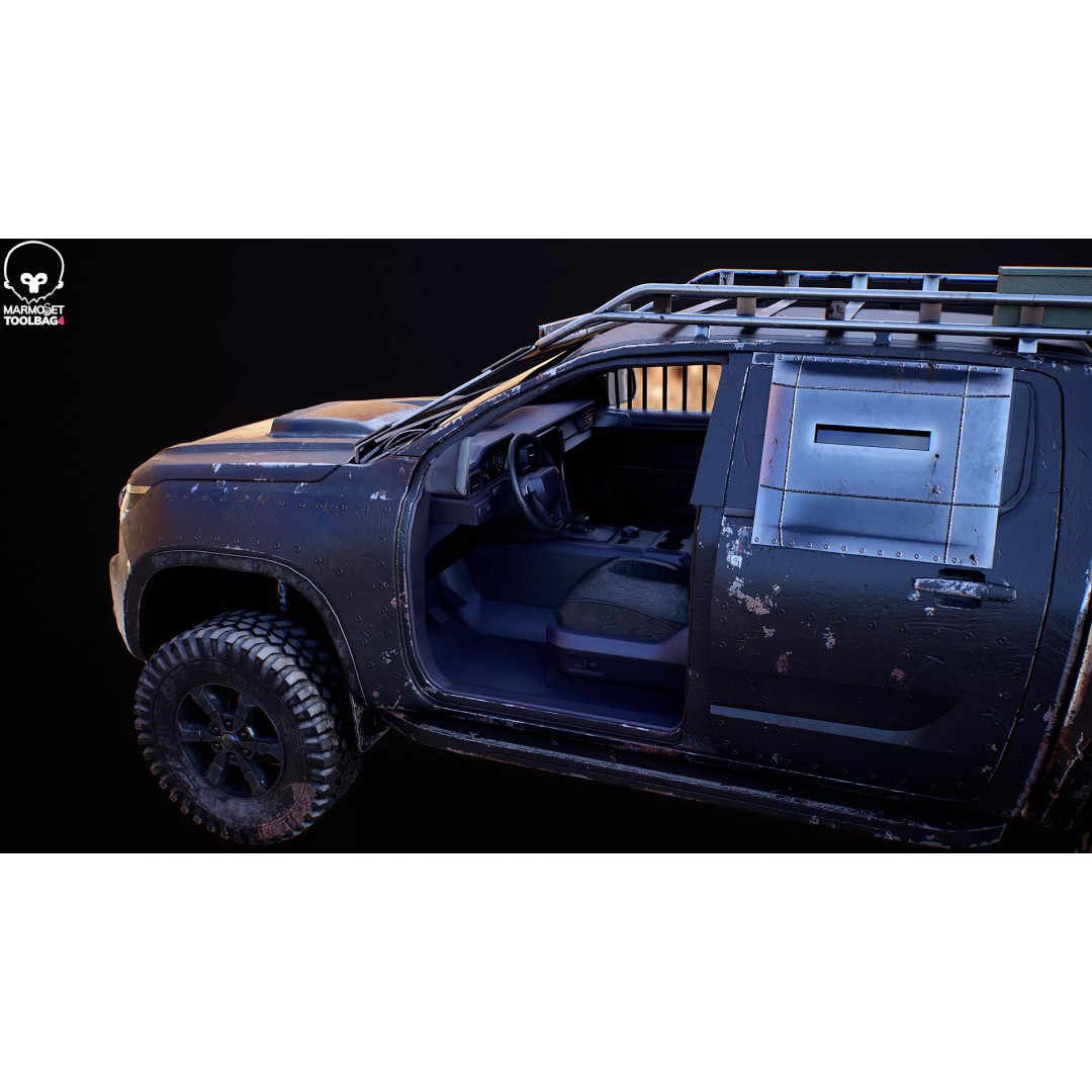 Black Apocalypse Pickup Truck 3D Model – High Poly PBR Game Asset, FBX - View 15