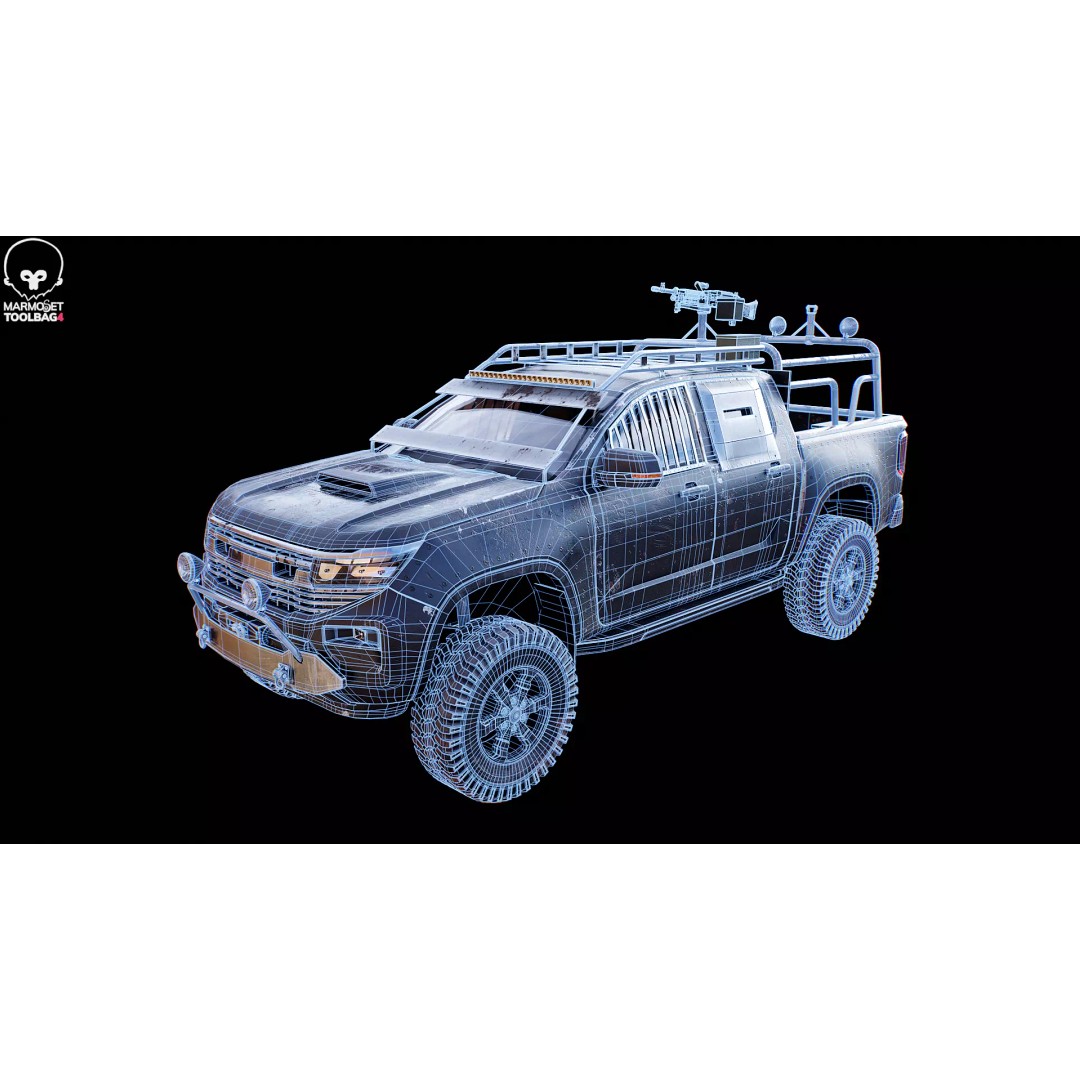 Black Apocalypse Pickup Truck 3D Model – High Poly PBR Game Asset, FBX - View 16